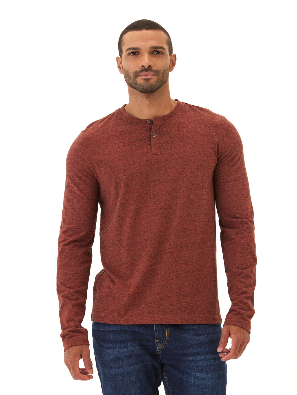 Black Fleck Long Sleeve Triblend Henley Shirt for Men and Women