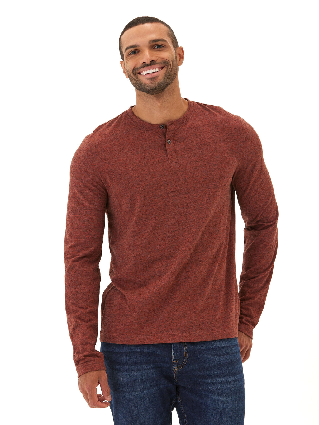 Black Fleck Long Sleeve Triblend Henley Shirt for Men and Women