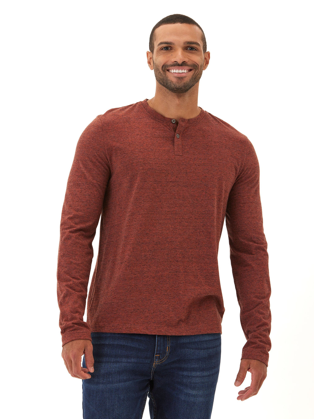 Black Fleck Long Sleeve Triblend Henley Shirt for Men and Women
