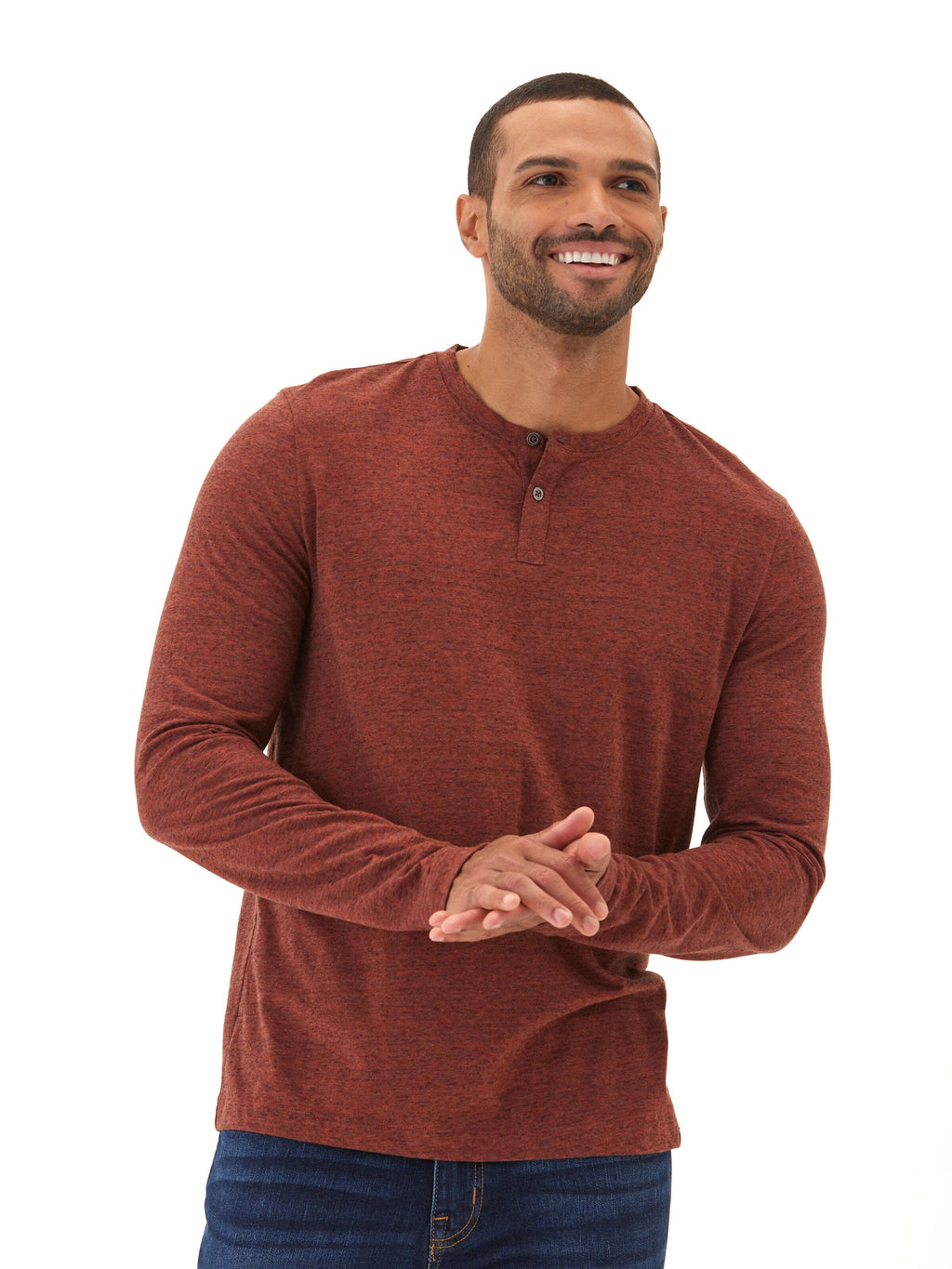 Black Fleck Long Sleeve Triblend Henley Shirt for Men and Women