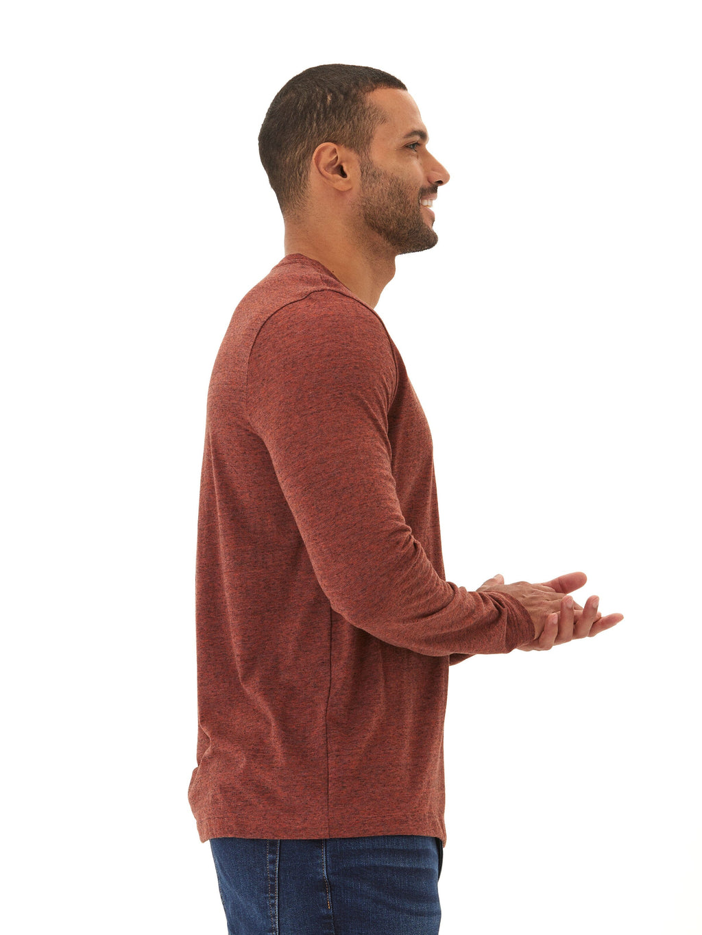 Black Fleck Long Sleeve Triblend Henley Shirt for Men and Women