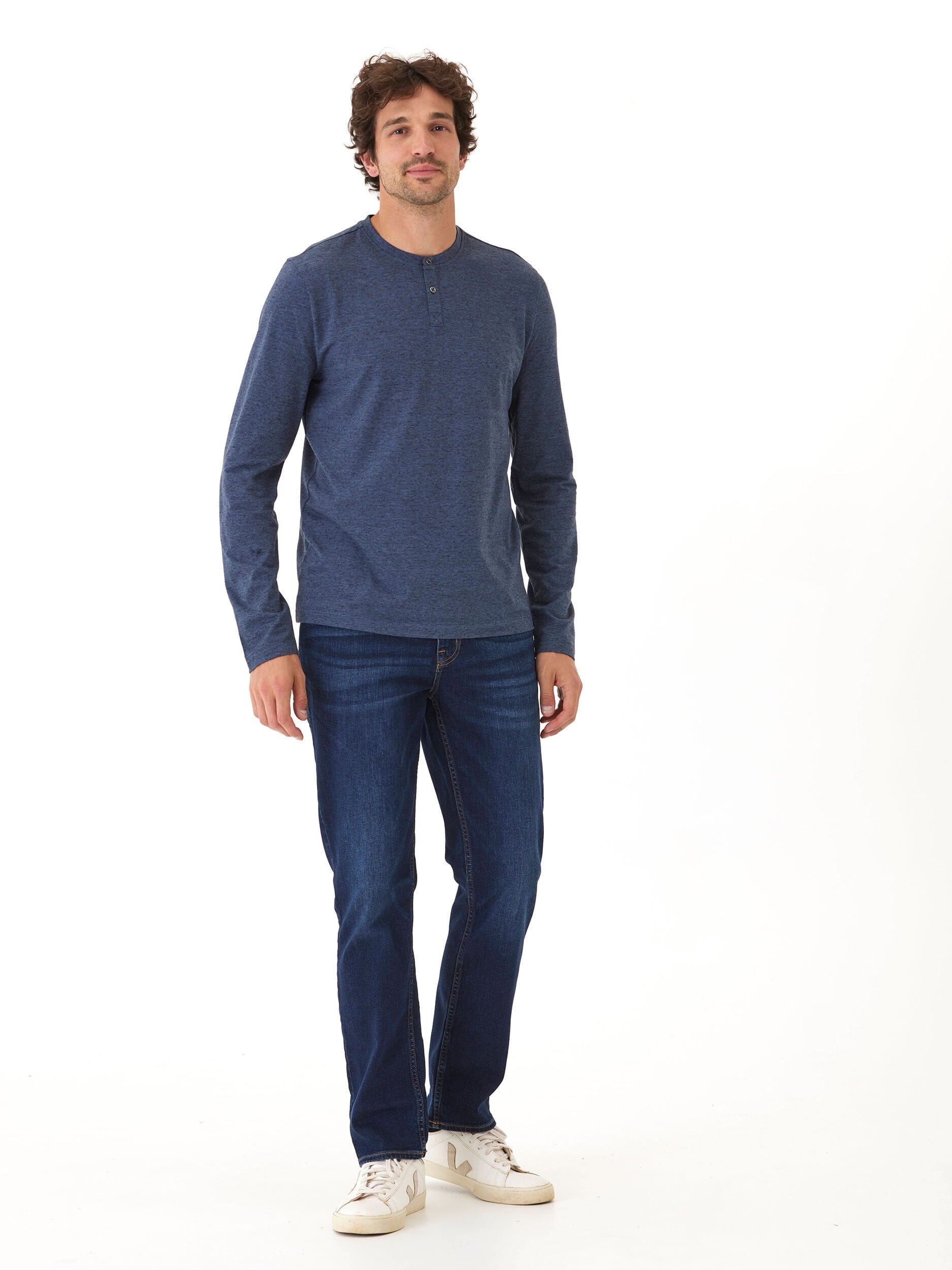 Braeden Black Fleck Long Sleeve Triblend Henley