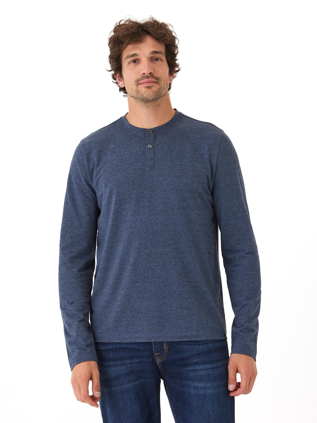 Braeden Black Fleck Long Sleeve Triblend Henley