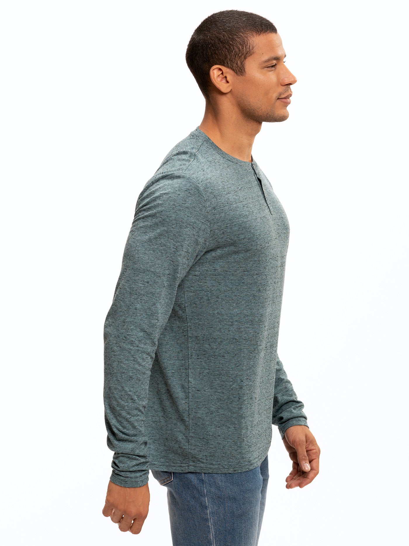 Braeden Black Fleck Long Sleeve Triblend Henley Shirt