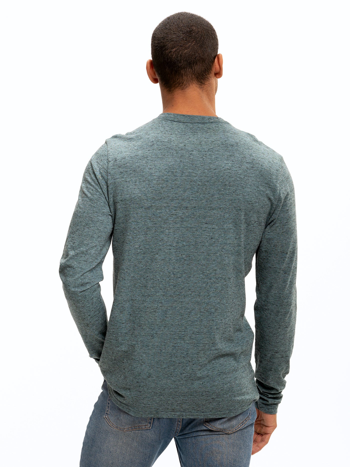Braeden Black Fleck Long Sleeve Triblend Henley Shirt