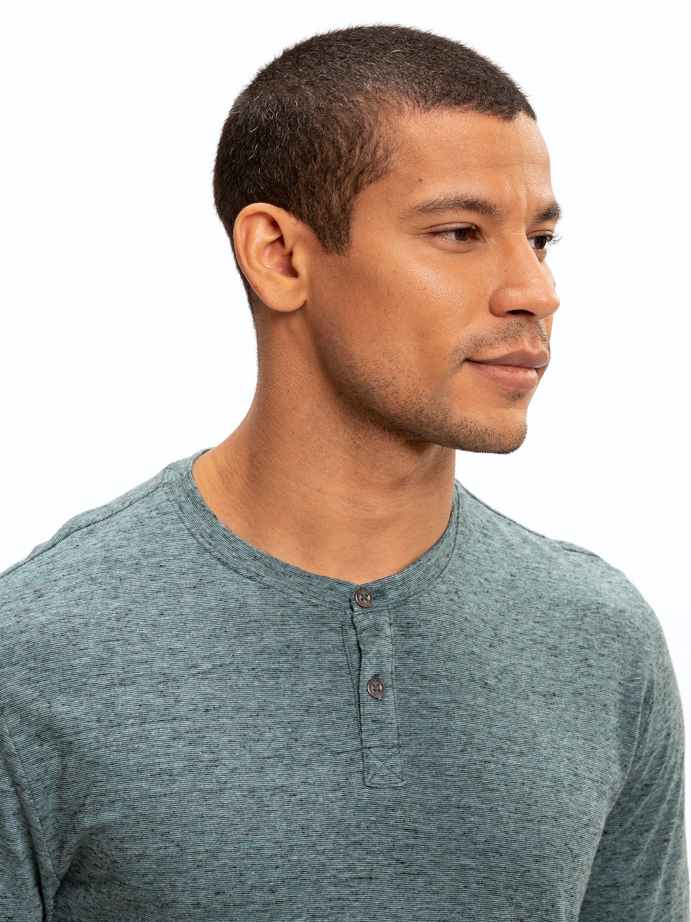 Braeden Black Fleck Long Sleeve Triblend Henley Shirt