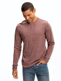 Braeden Black Fleck Long Sleeve Triblend Henley shirt with classic button placket