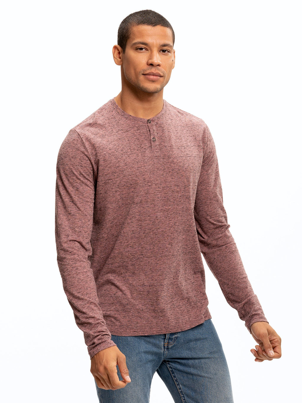 Braeden Black Fleck Long Sleeve Triblend Henley Shirt