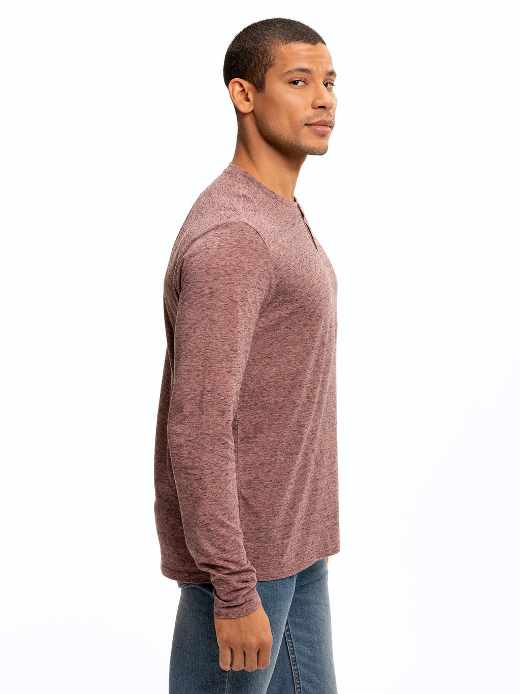Braeden Black Fleck Long Sleeve Triblend Henley Shirt