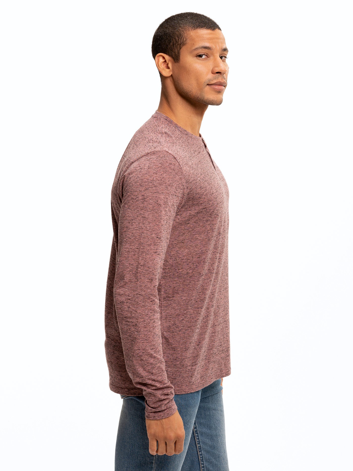 Braeden Black Fleck Long Sleeve Triblend Henley Shirt