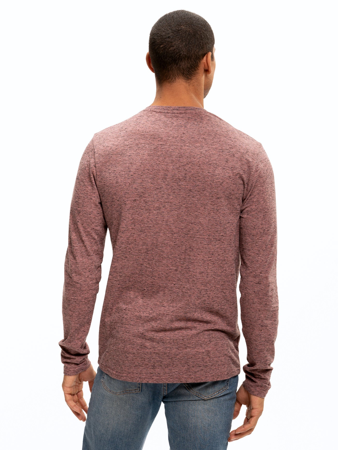 Braeden Black Fleck Long Sleeve Triblend Henley Shirt