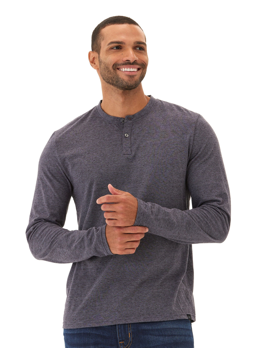 Braeden Black Fleck Long Sleeve Triblend Henley