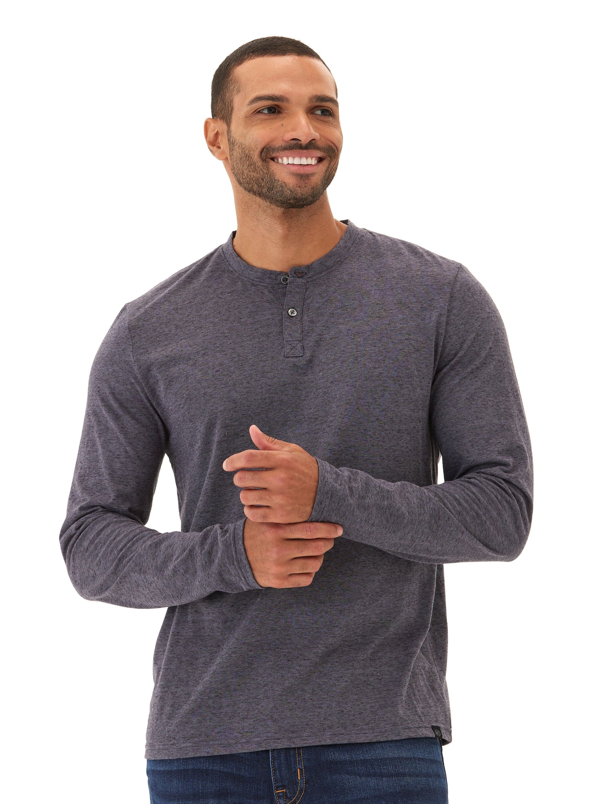 Braeden Black Fleck Long Sleeve Triblend Henley