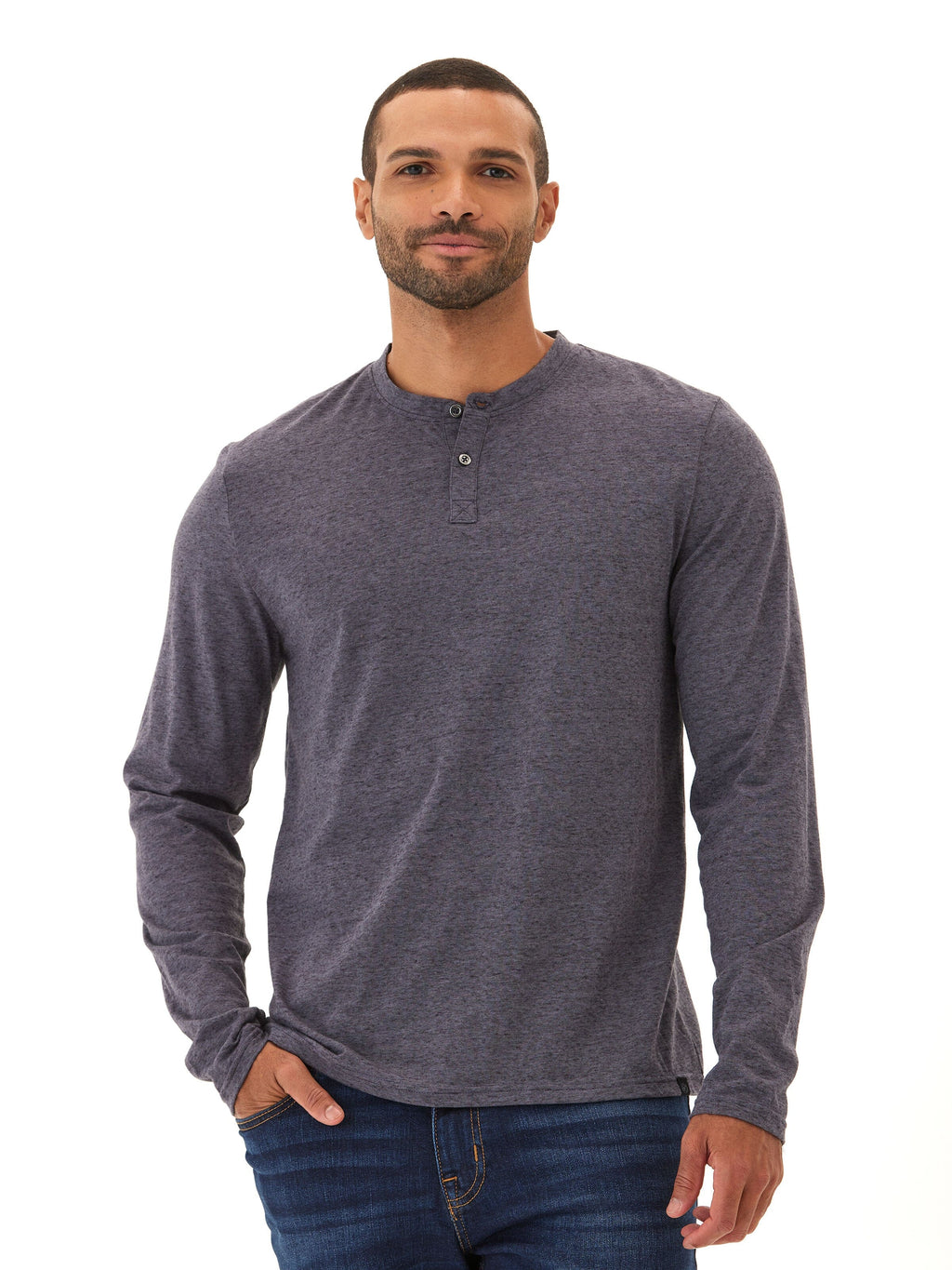 Braeden Black Fleck Long Sleeve Triblend Henley