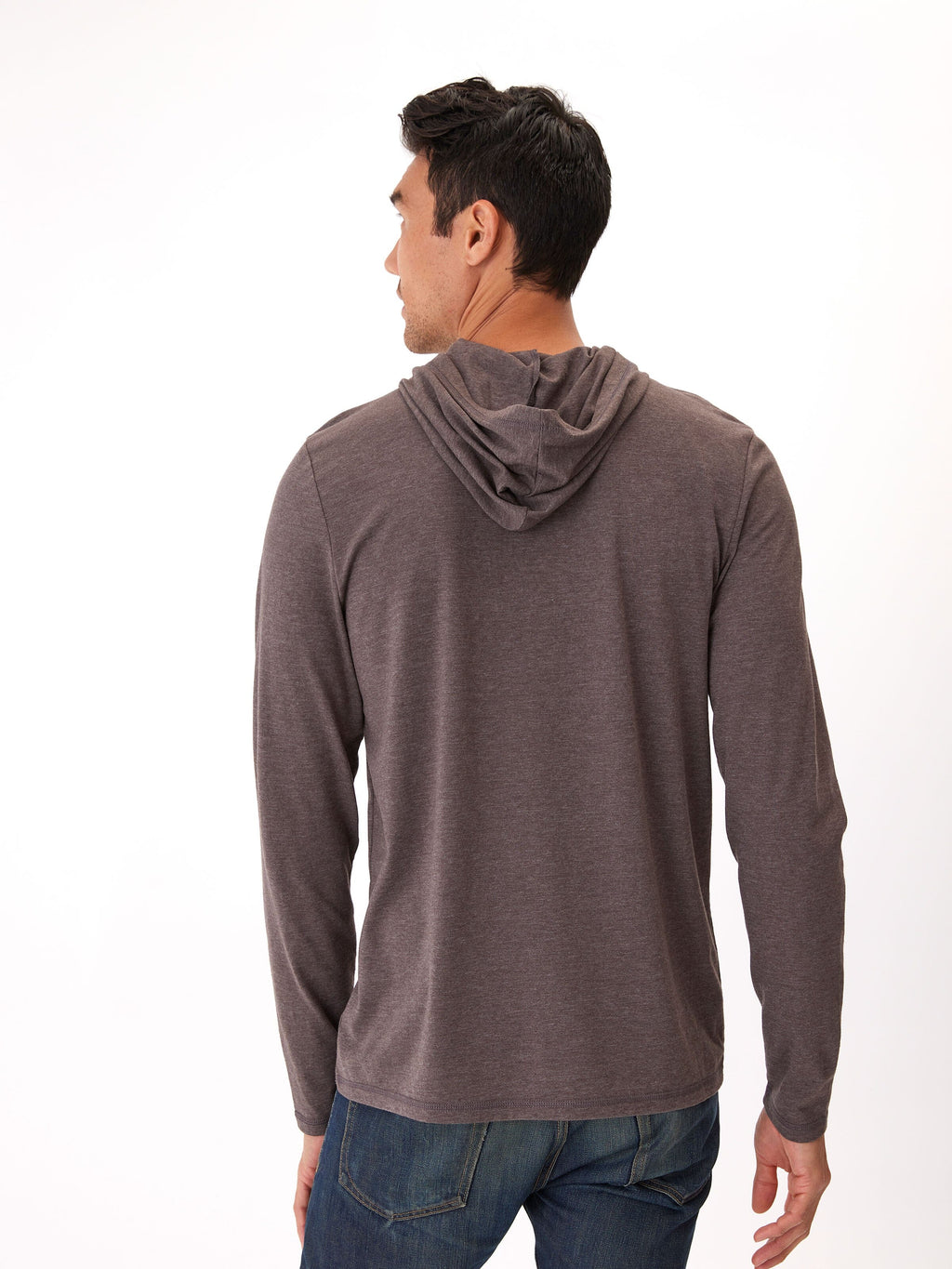 Men's Triblend Embroidery Hoodie Tee - Casual Long Sleeve Pullover