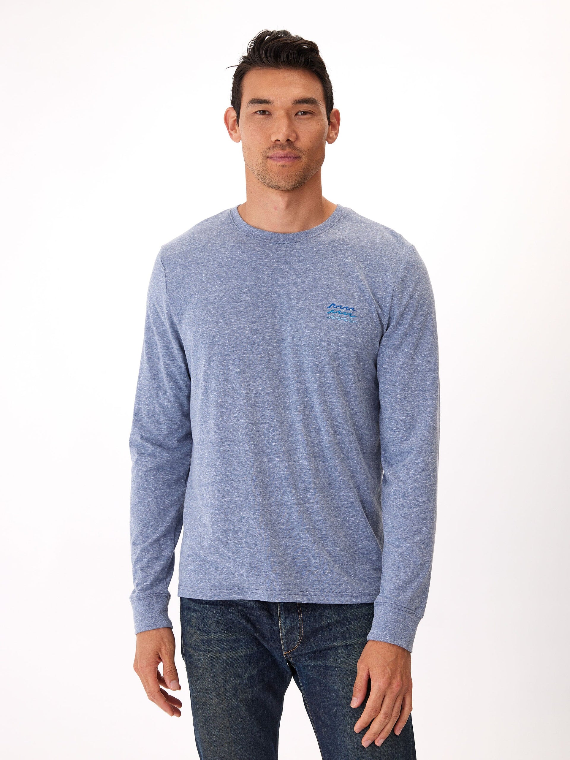 Close up of the soft texture on the Threads 4 Thought long sleeve triblend crewneck tee