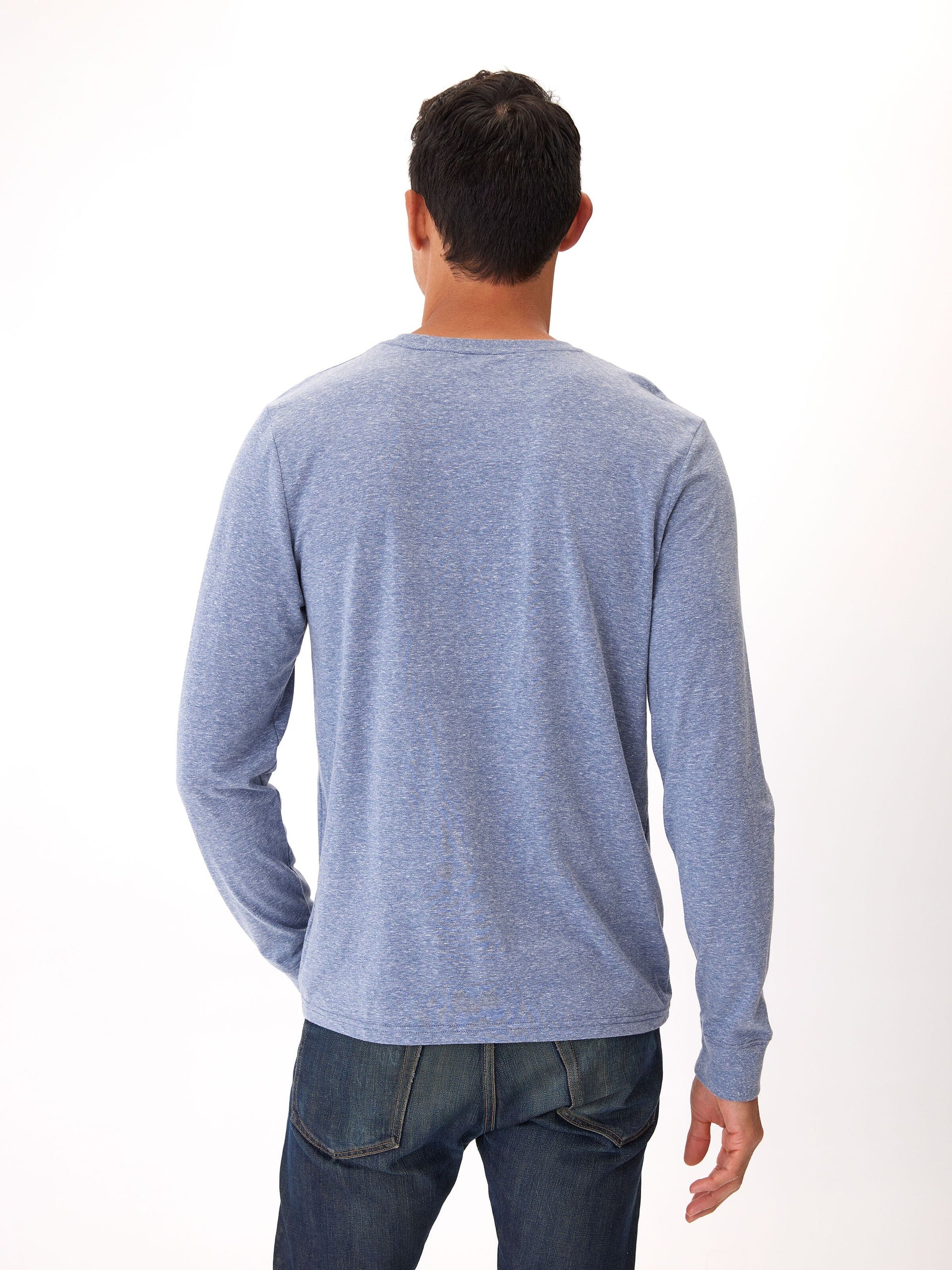 Long Sleeve Triblend Crewneck Tee with Embroidered Detail