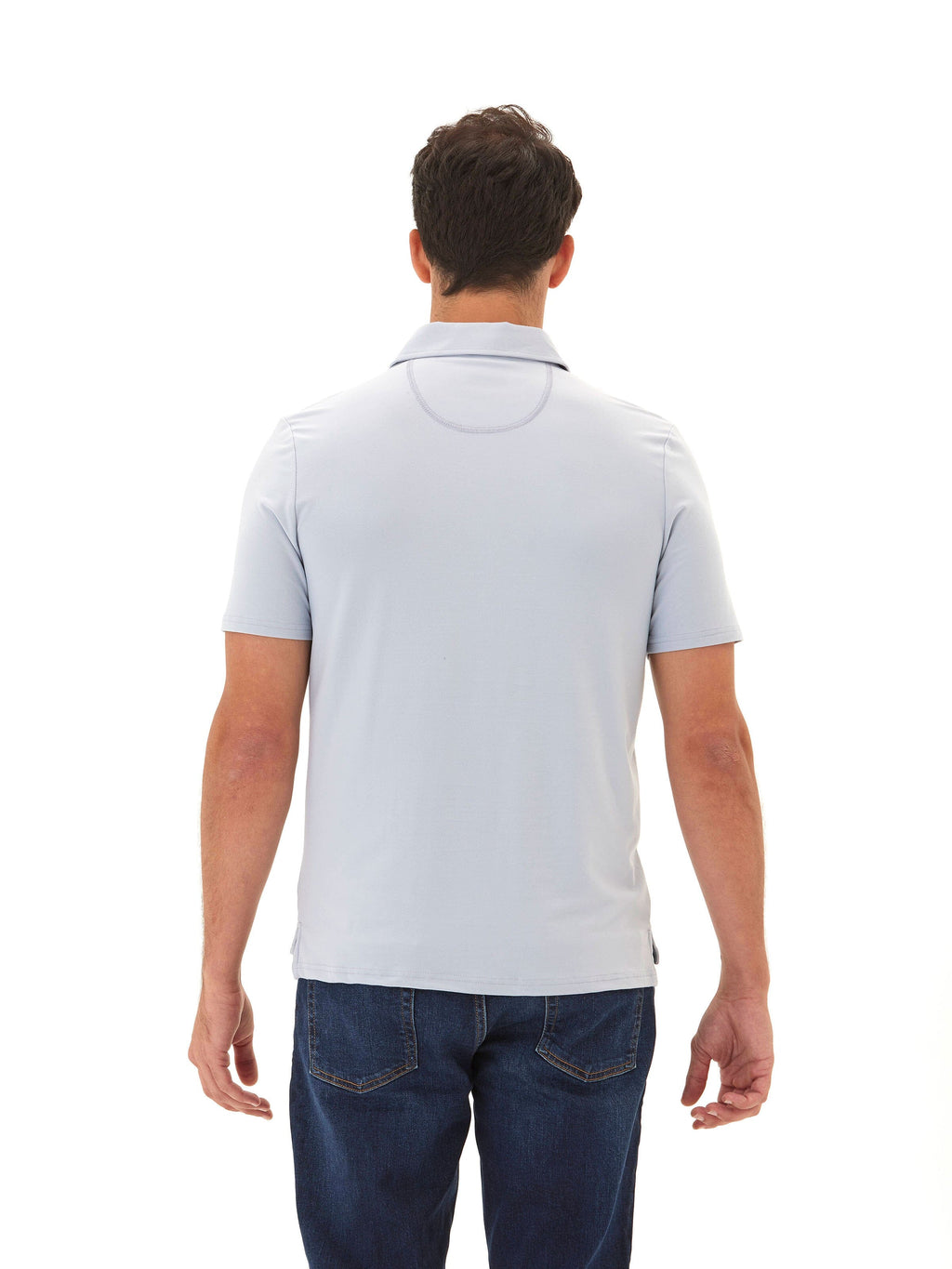 Henrique Luxe Jersey Polo Shirt in Light-Blue and Grey