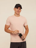 Men wearing a soft, premium Luxe Jersey crew neck t-shirt in a classic fit.