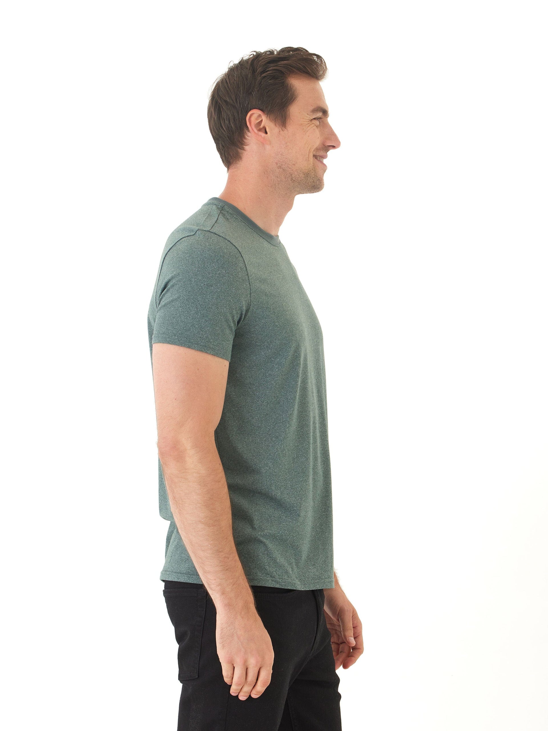 Men's Green and Grey Luxe Jersey Crew Neck Tee