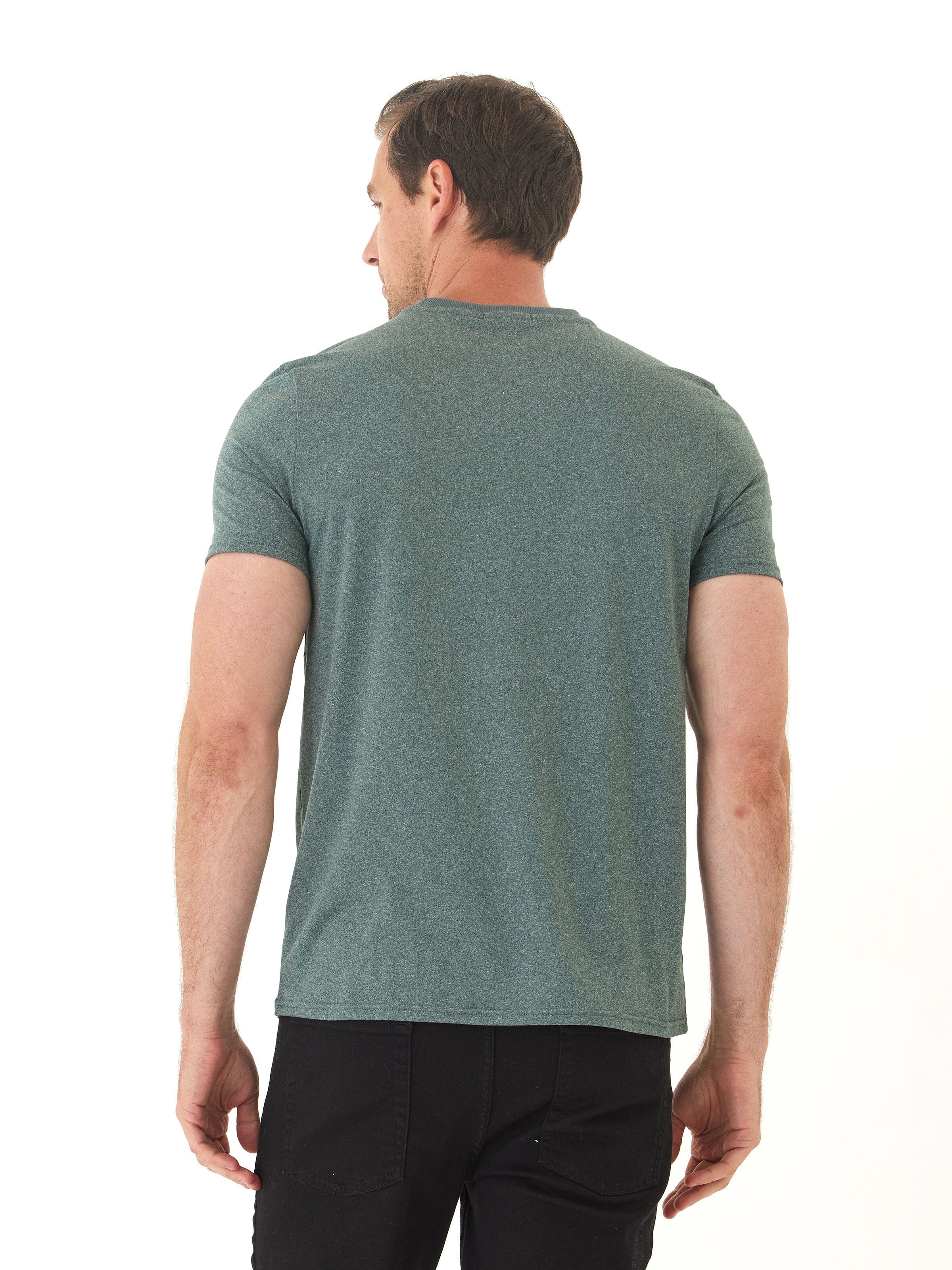 Men's Green and Grey Luxe Jersey Crew Neck Tee