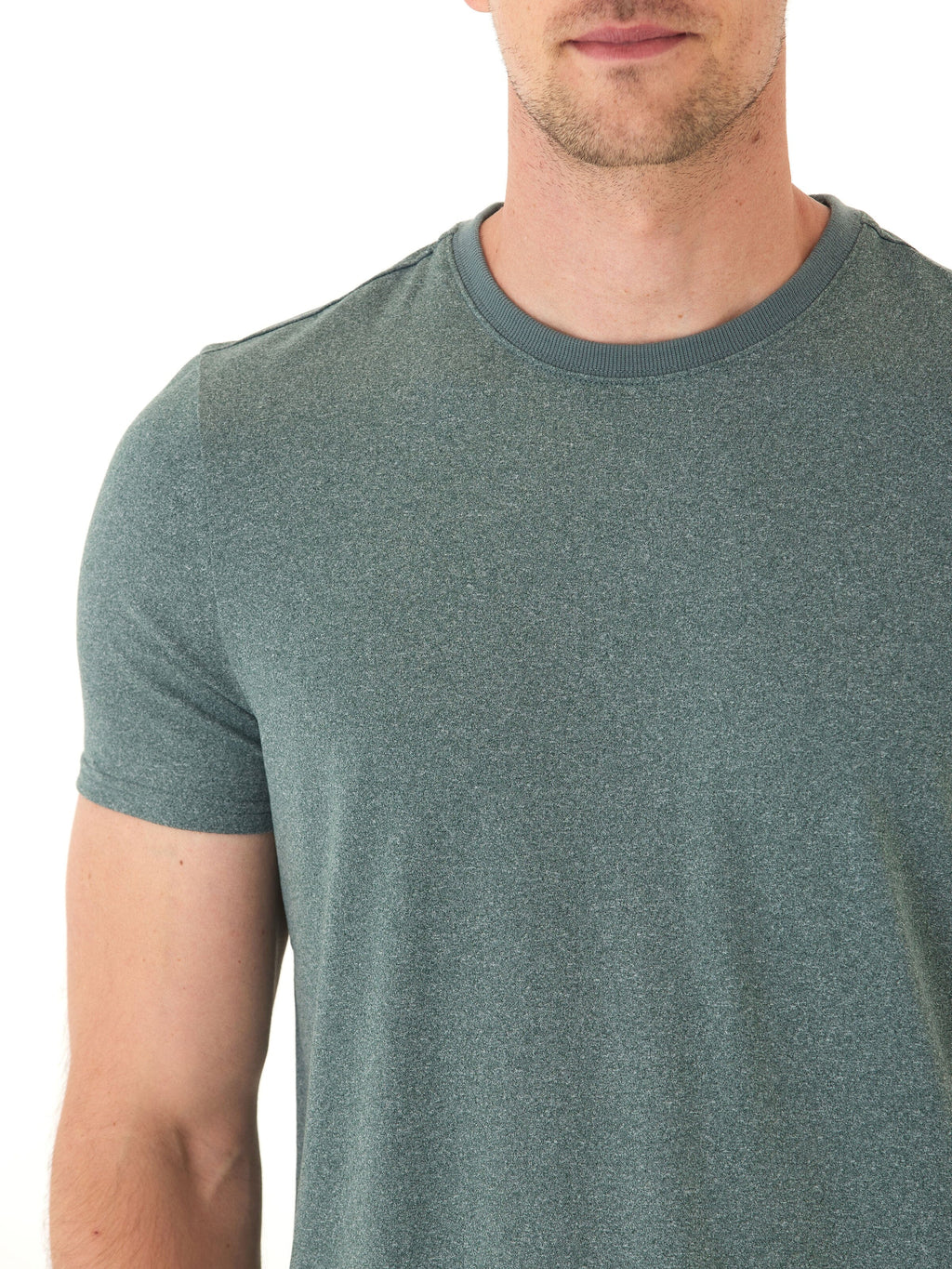 Men's Green and Grey Luxe Jersey Crew Neck Tee