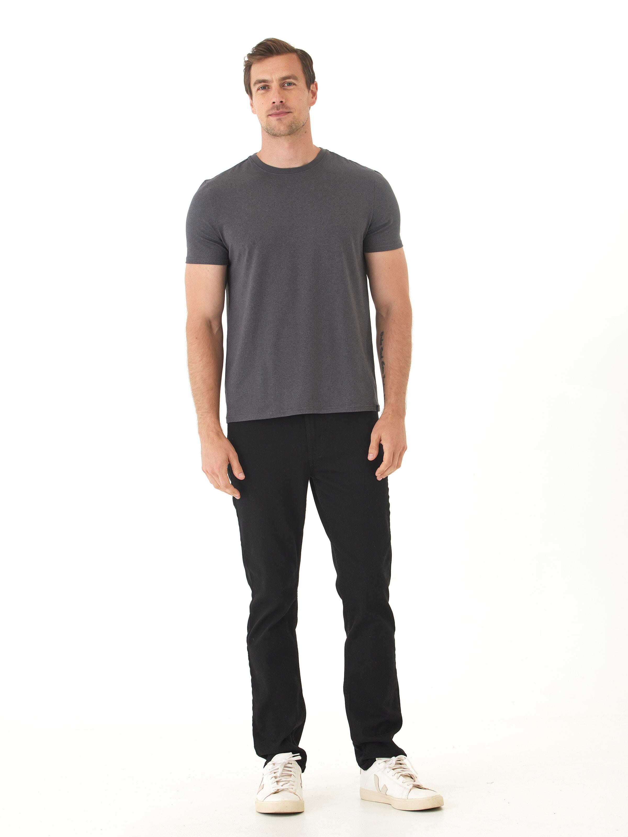 Men's Charcoal Grey Luxe Jersey Crew Neck Tee