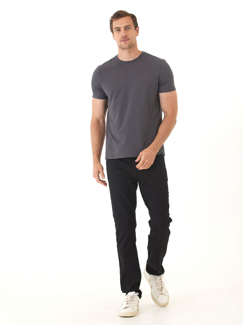 Men's Charcoal Grey Luxe Jersey Crew Neck Tee