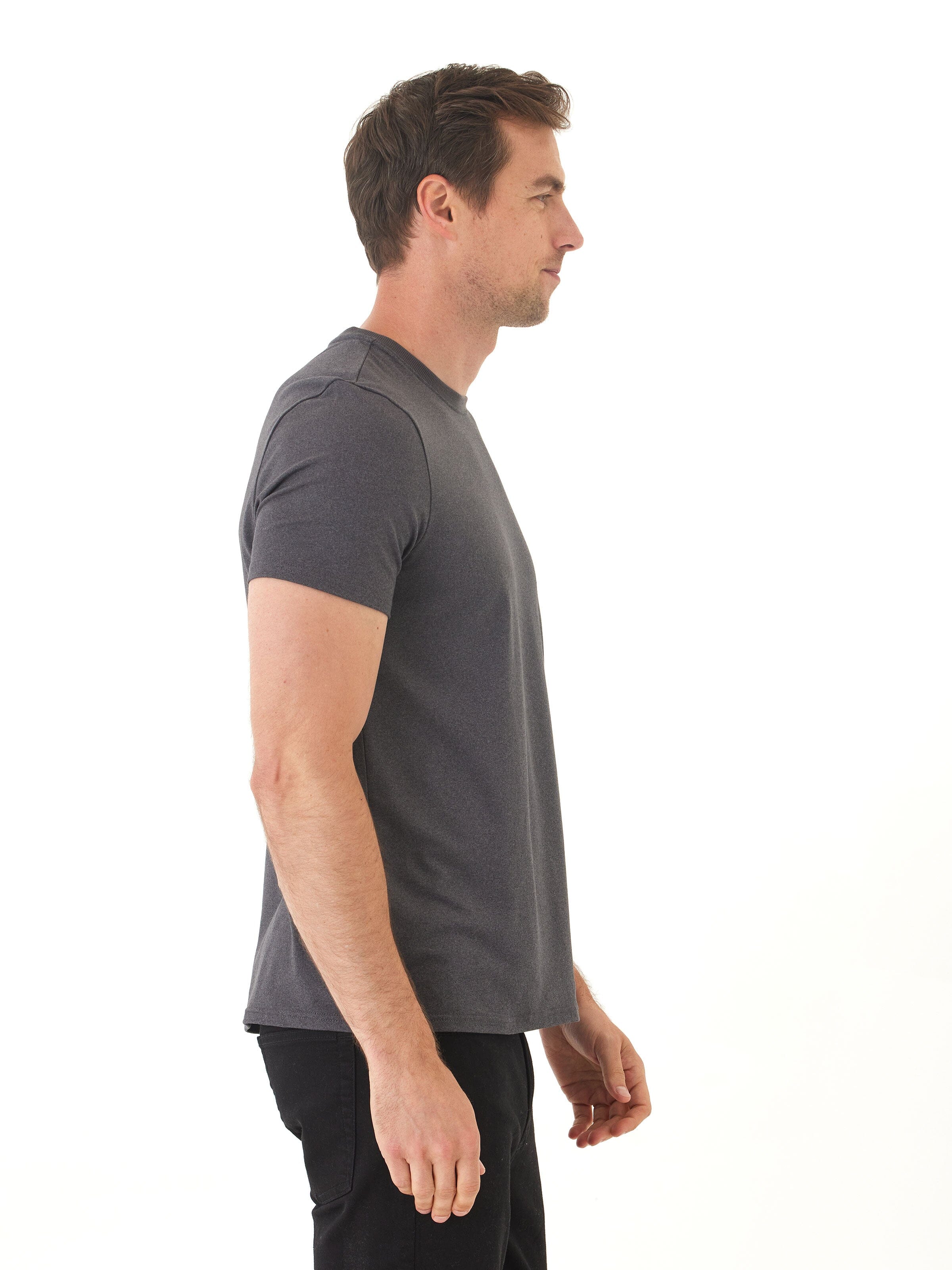 Men's Charcoal Grey Luxe Jersey Crew Neck Tee