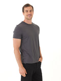 Men's charcoal grey Luxe Jersey crew neck tee in a minimalist solid design.