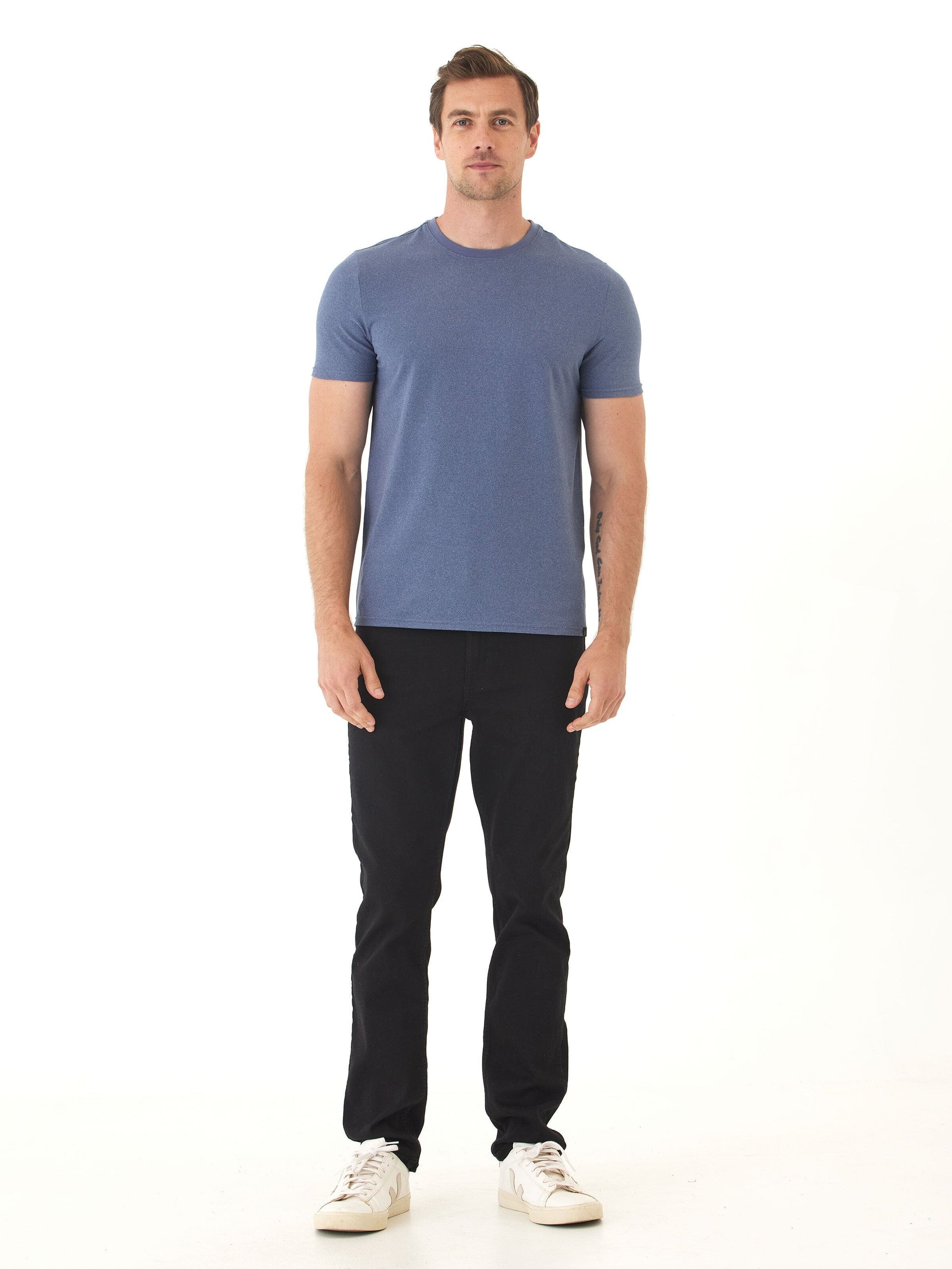 Men's Core Luxe Jersey Crew Neck Tee in Blue & Grey