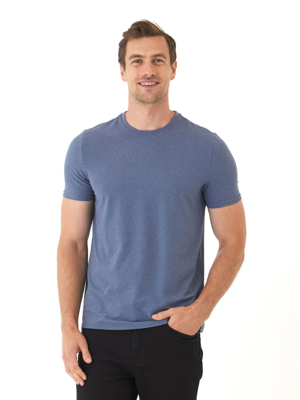 Men's Core Luxe Jersey Crew Neck Tee in Blue & Grey