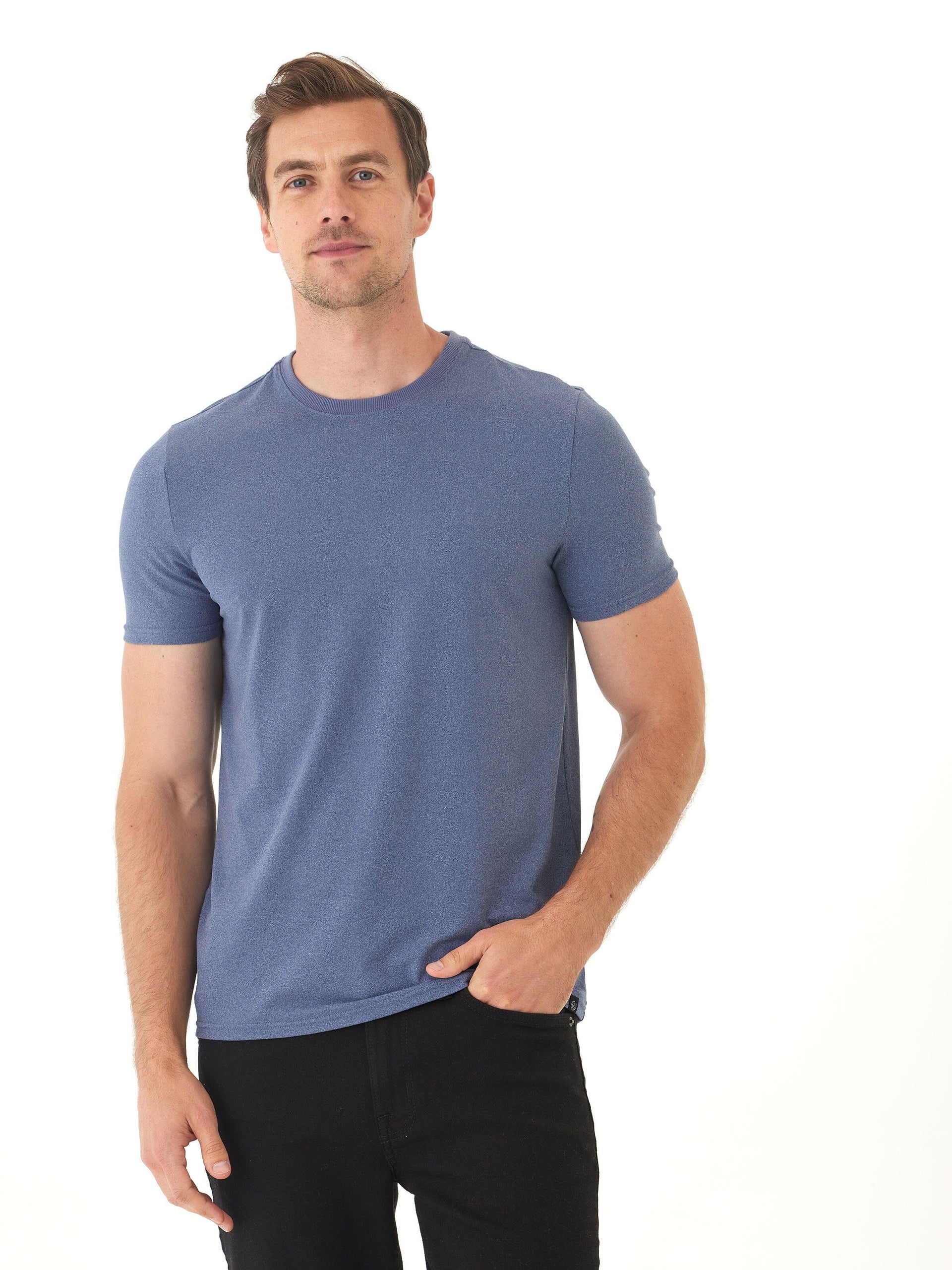 Men's Core Luxe Jersey Crew Neck Tee in Blue & Grey