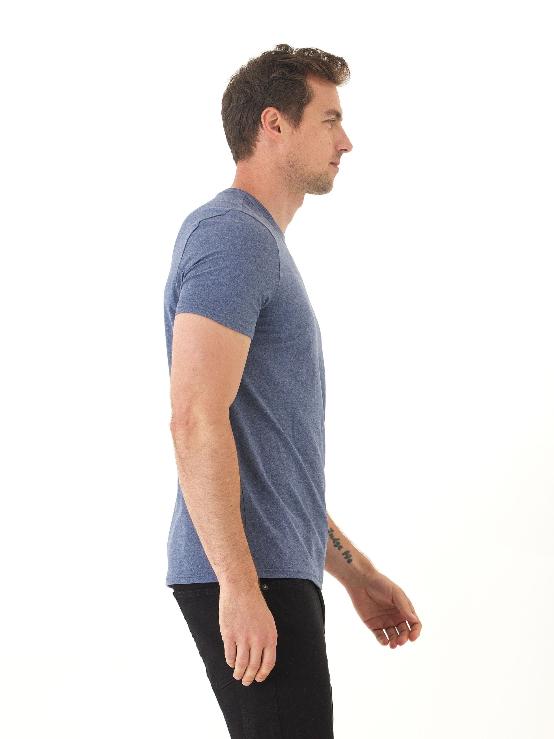 Men's Core Luxe Jersey Crew Neck Tee in Blue & Grey