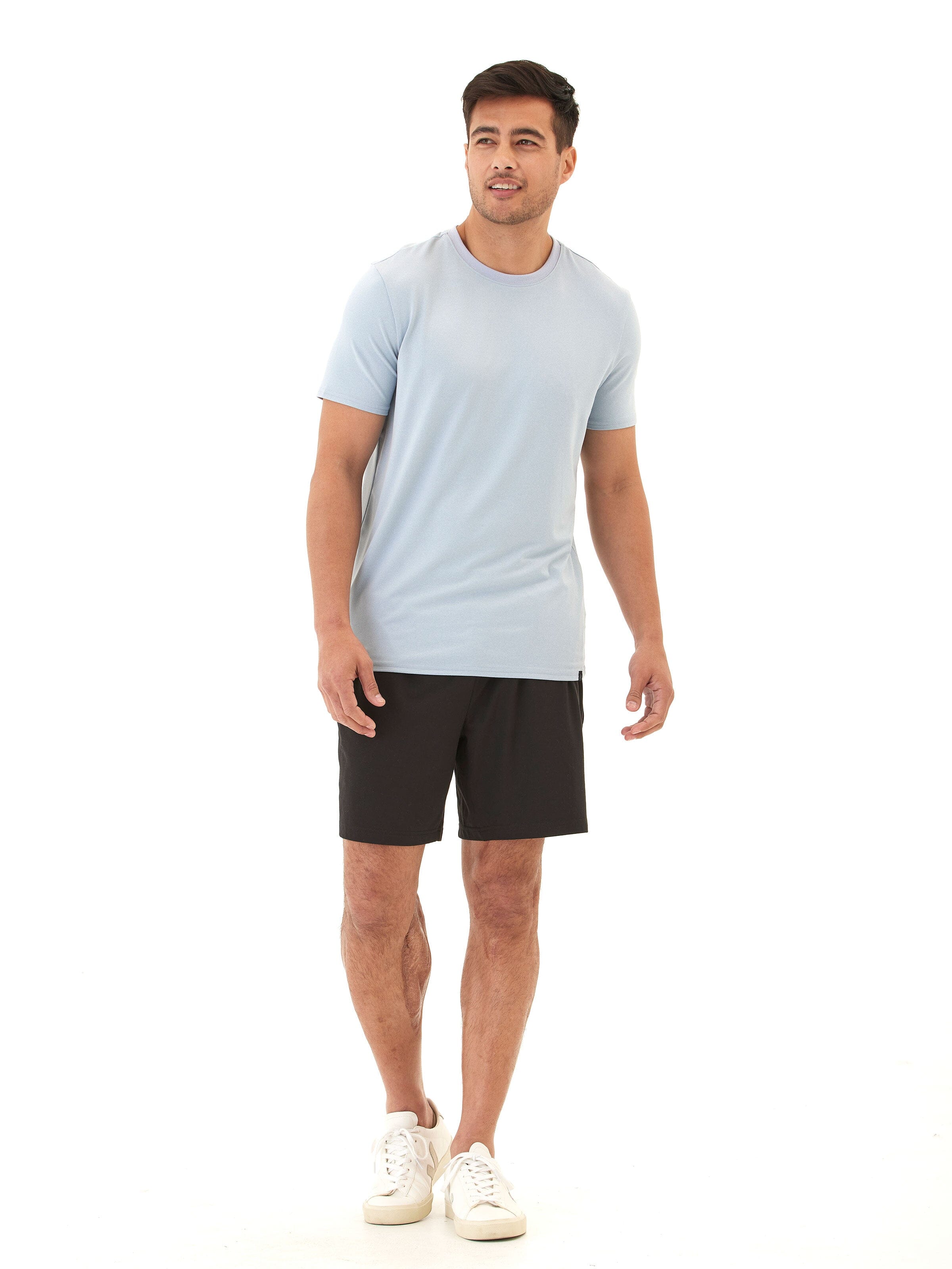 Men's Black Luxe Jersey Mid-Length Shorts Minimalist Sporty Knit