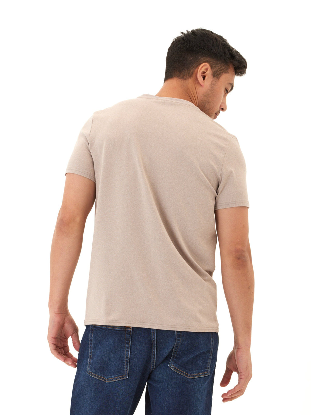 Men's Core Luxe Jersey Crew Neck Tee in Beige and Tan