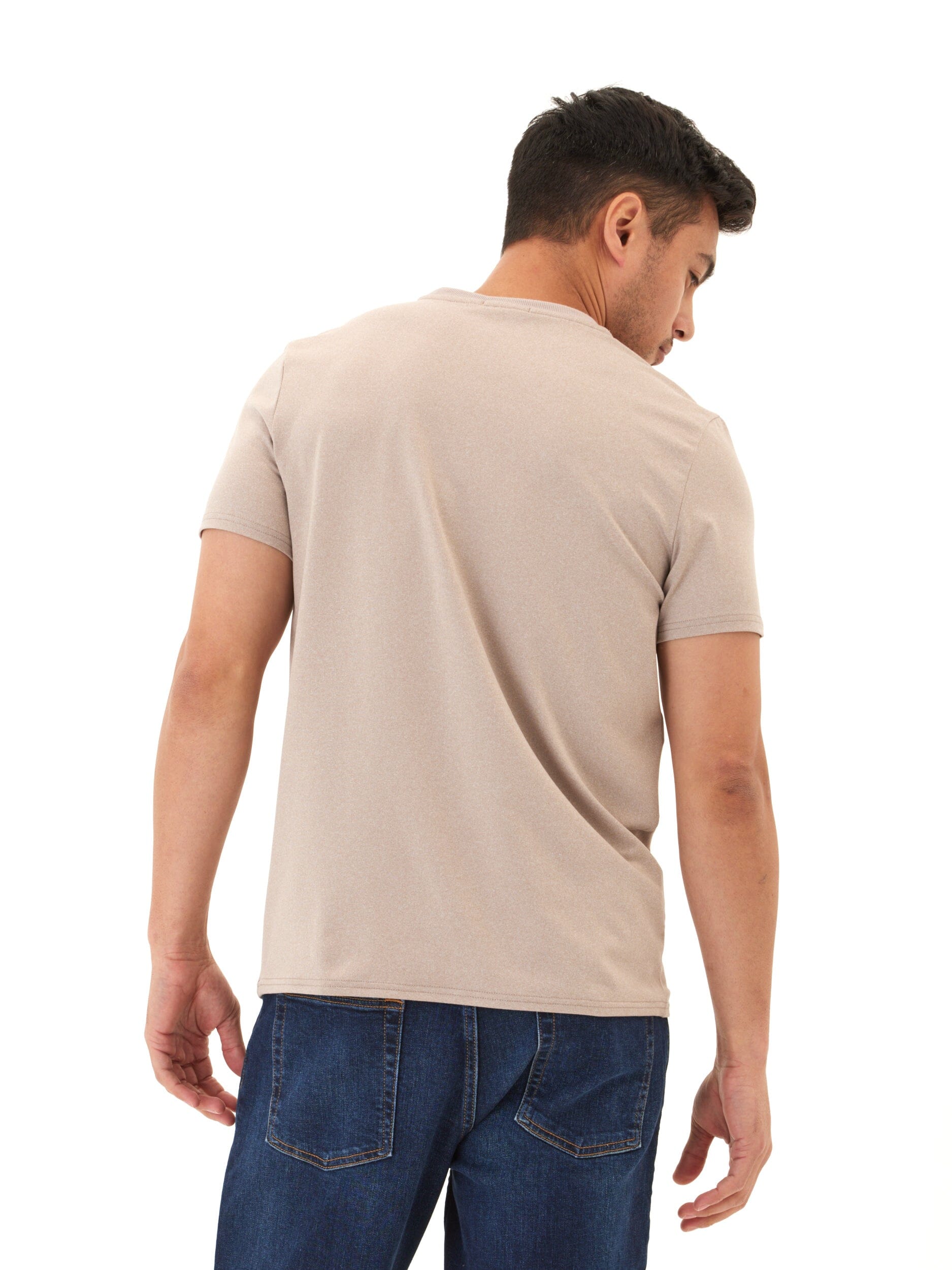 Men's Core Luxe Jersey Crew Neck Tee in Beige and Tan