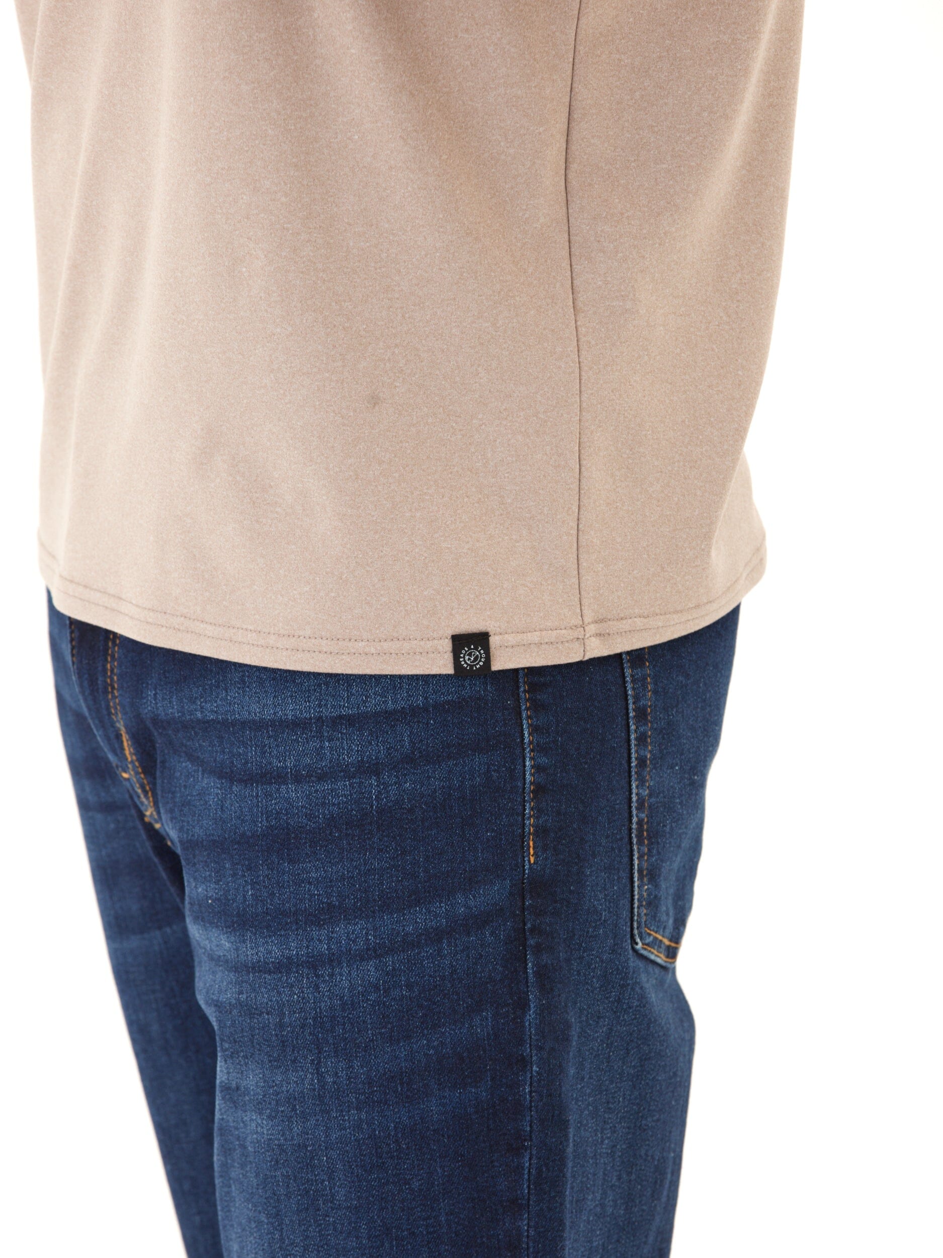 Men's Core Luxe Jersey Crew Neck Tee in Beige and Tan