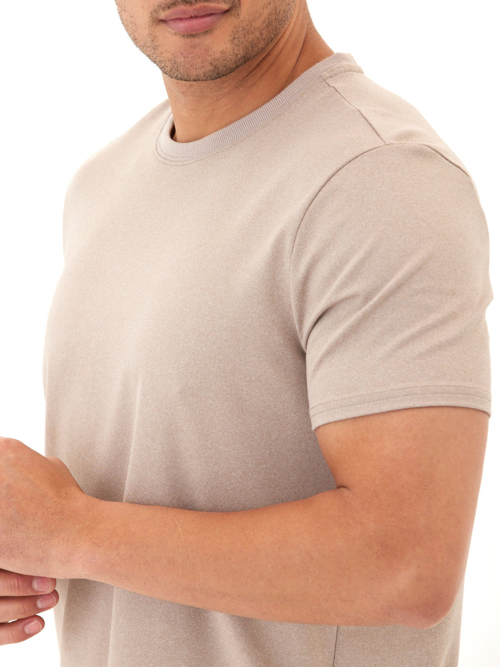Men's Core Luxe Jersey Crew Neck Tee in Beige and Tan