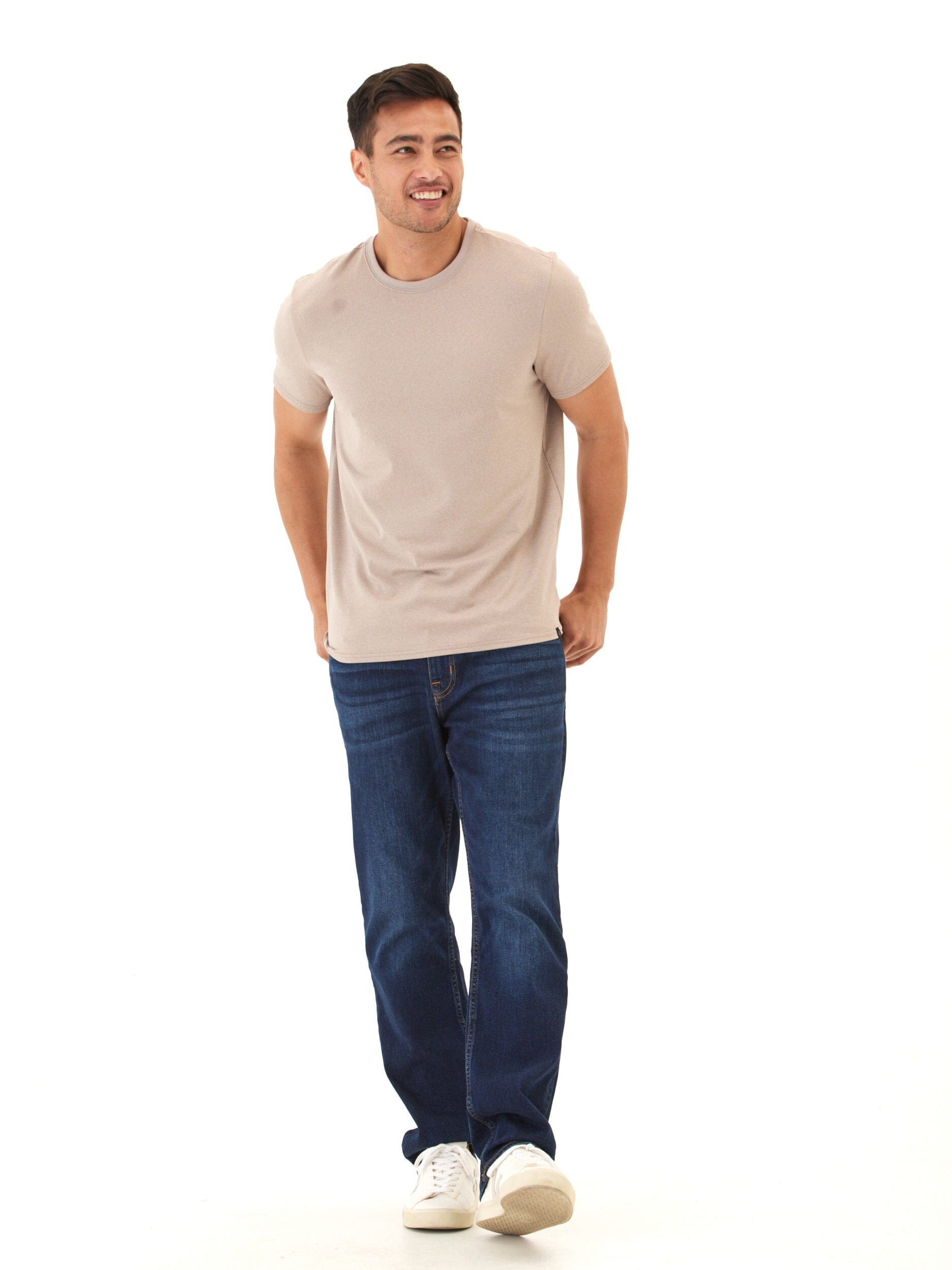 Men's Core Luxe Jersey Crew Neck Tee in Beige and Tan