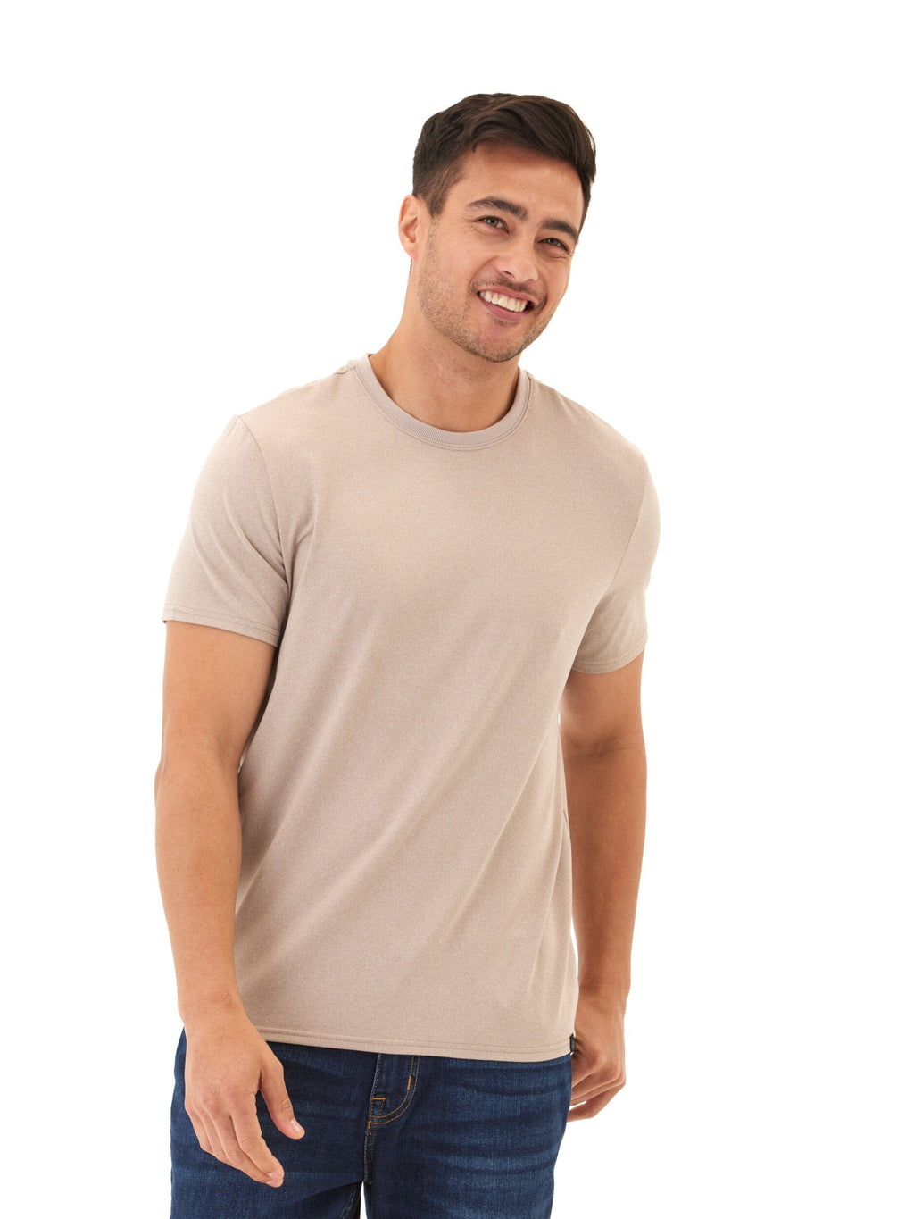 Men's Core Luxe Jersey Crew Neck Tee in Beige and Tan