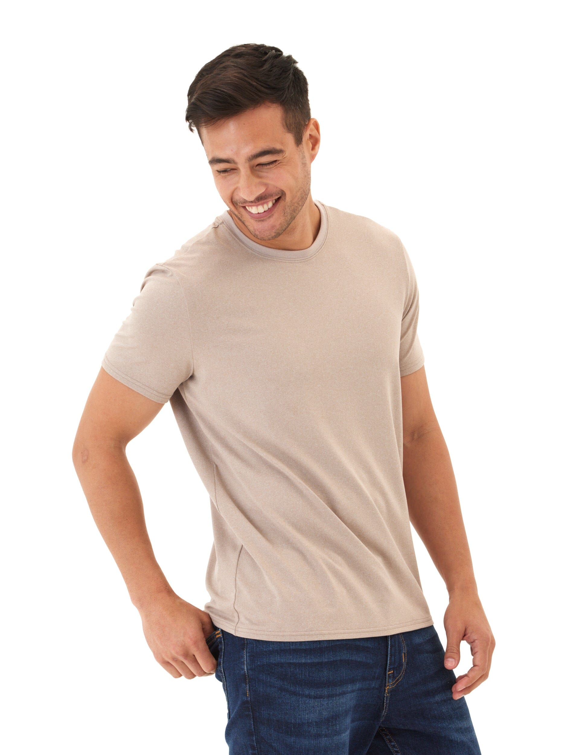 Men's Core Luxe Jersey Crew Neck Tee in Beige and Tan