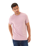 Close up of men's crew neck t-shirt in soft luxe jersey fabric