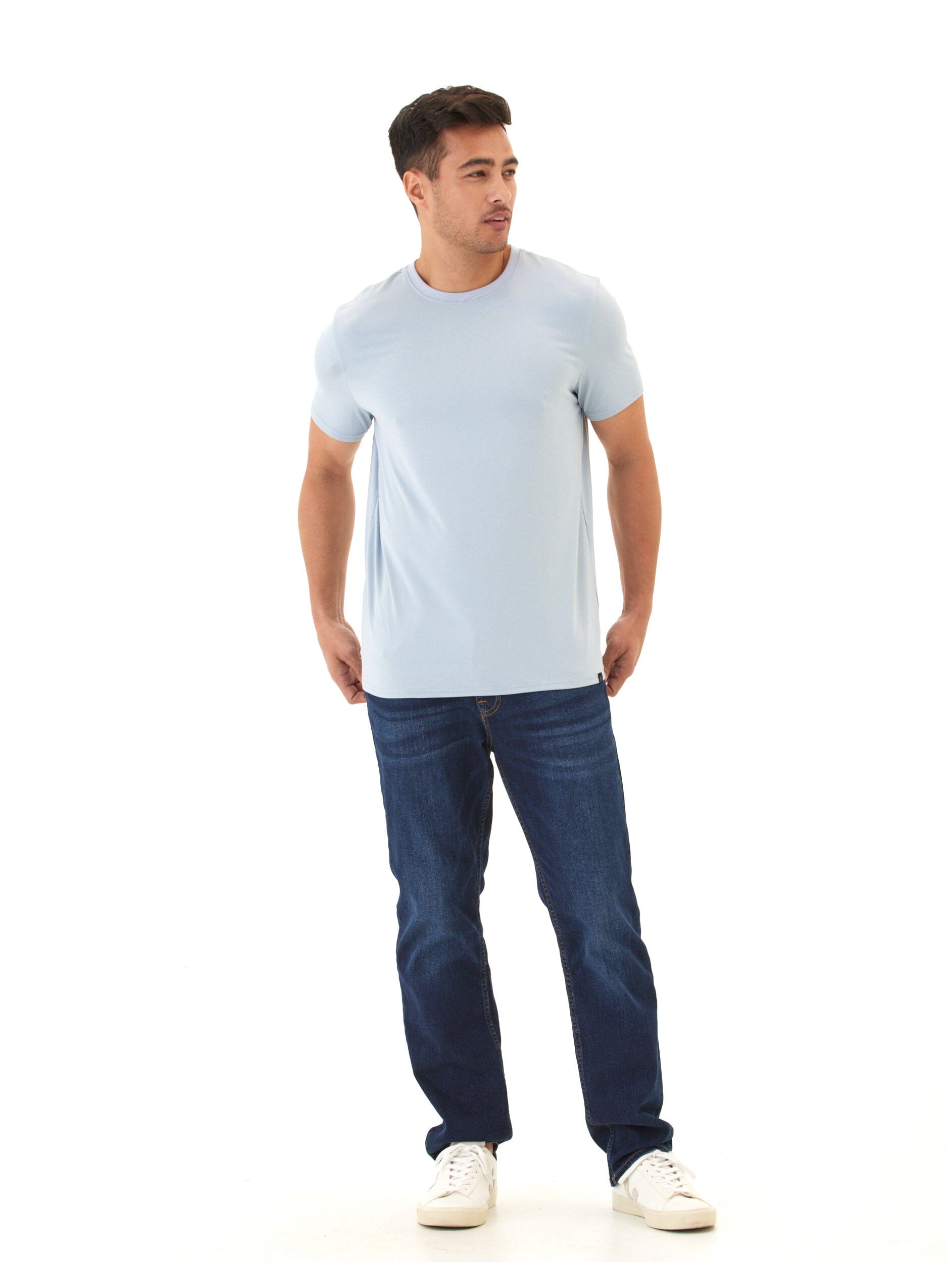 Men's Core Luxe Jersey Crew Neck Tee in Light Blue