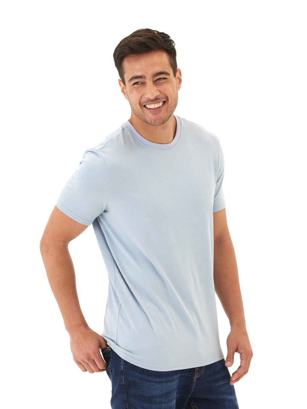 Men's Core Luxe Jersey Crew Neck Tee in Light Blue