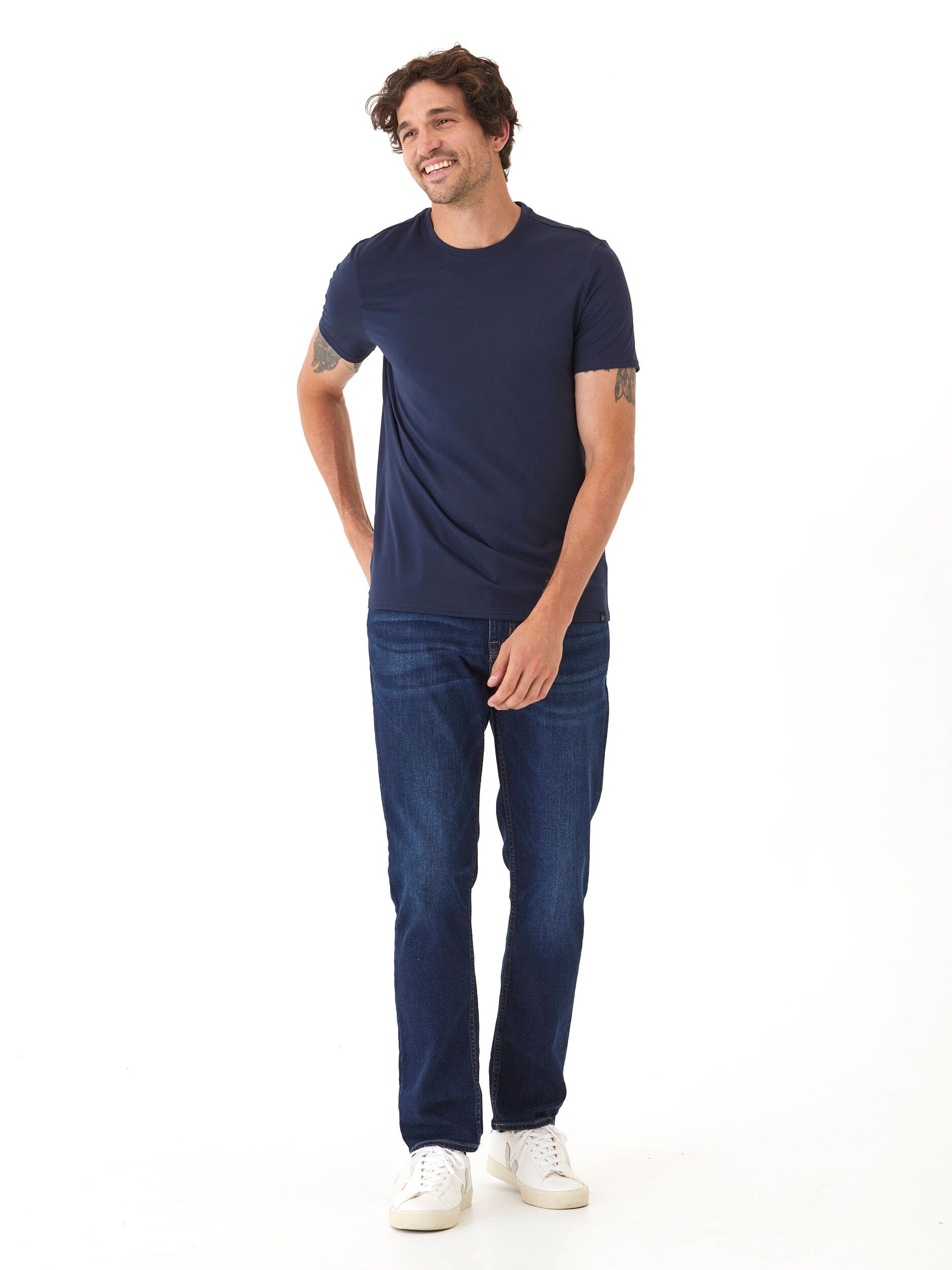 Men's Core Luxe Jersey Crew Neck Tee in Navy Blue