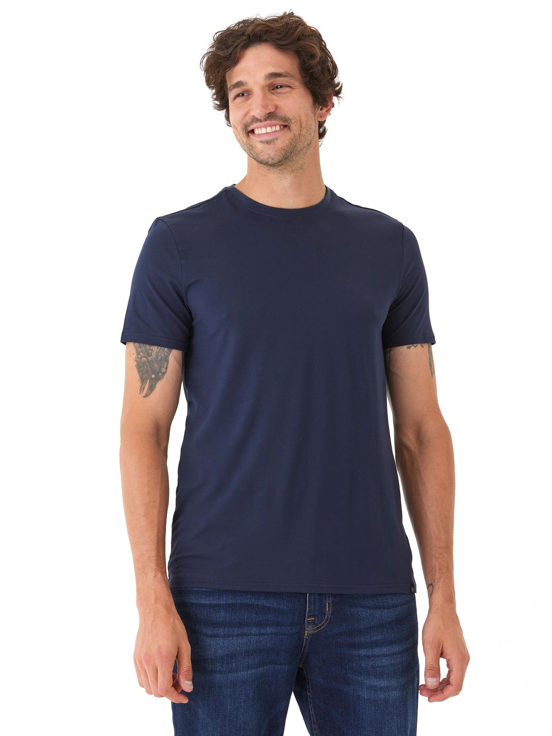 Men's Core Luxe Jersey Crew Neck Tee in Navy Blue