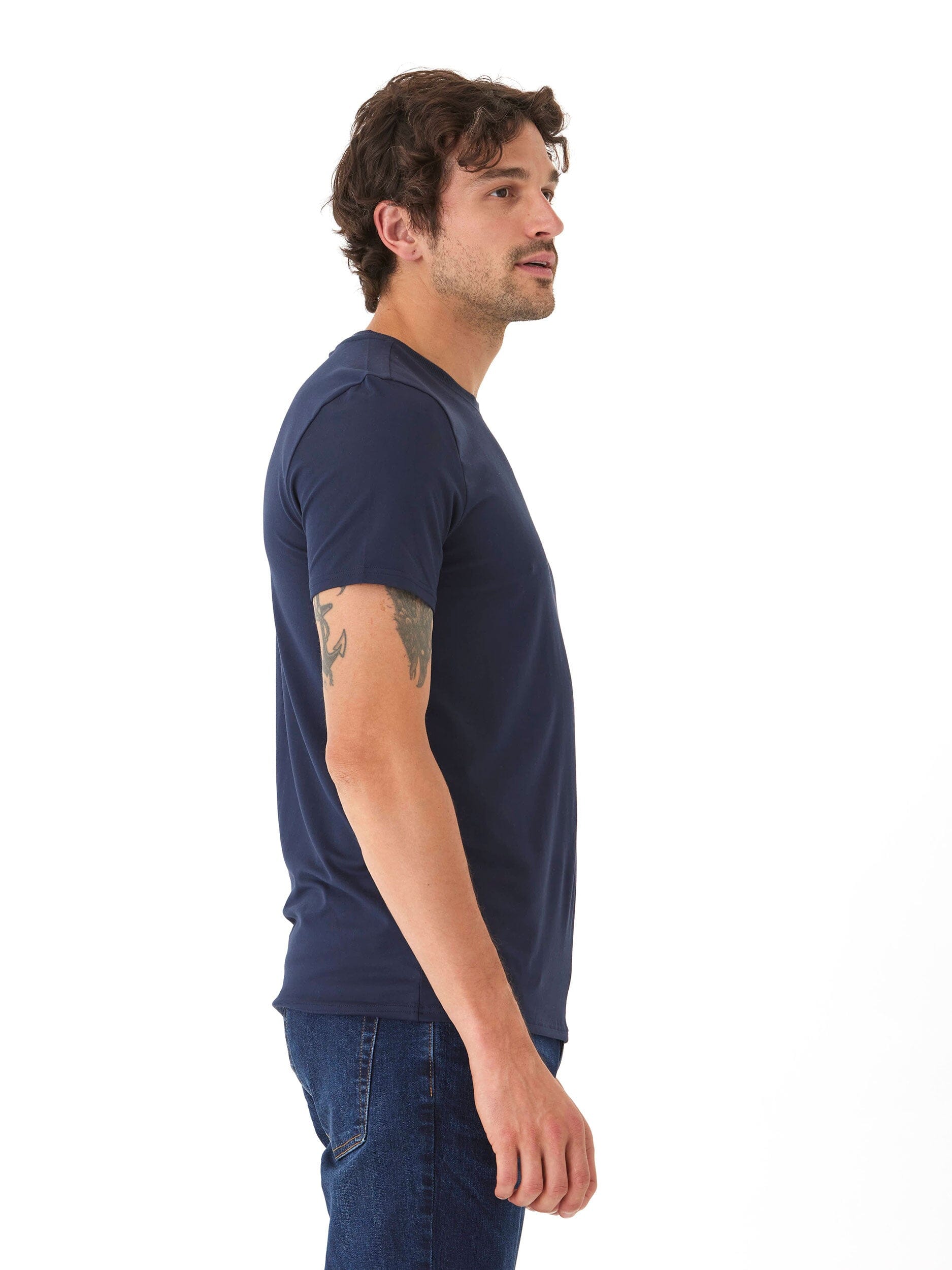 Men's Core Luxe Jersey Crew Neck Tee in Navy Blue