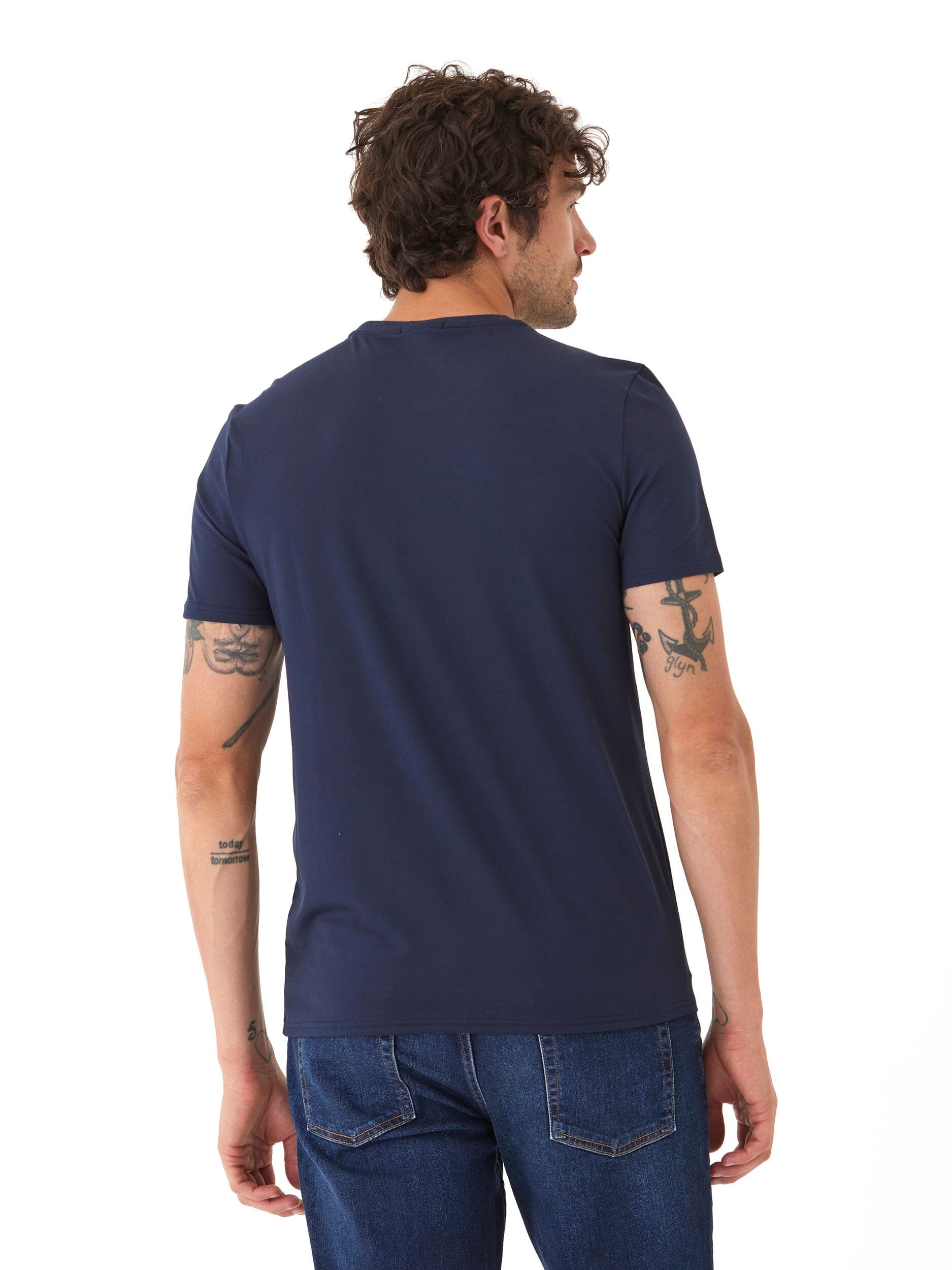 Men's Core Luxe Jersey Crew Neck Tee in Navy Blue