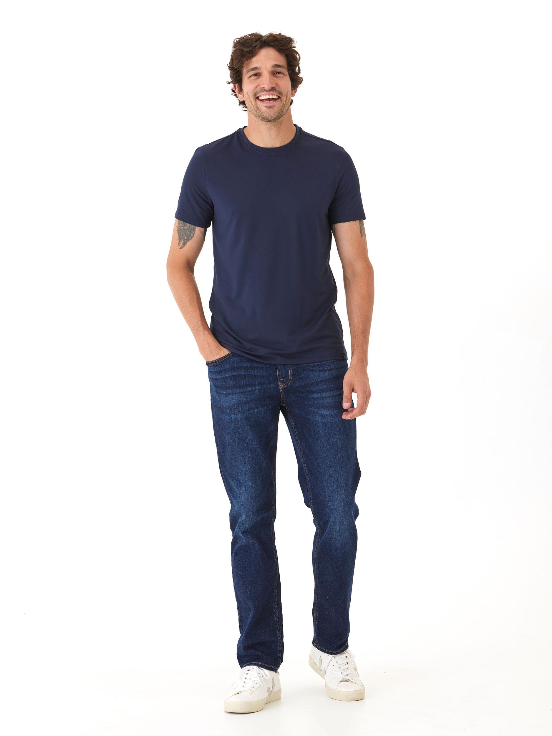 Men's Core Luxe Jersey Crew Neck Tee in Navy Blue